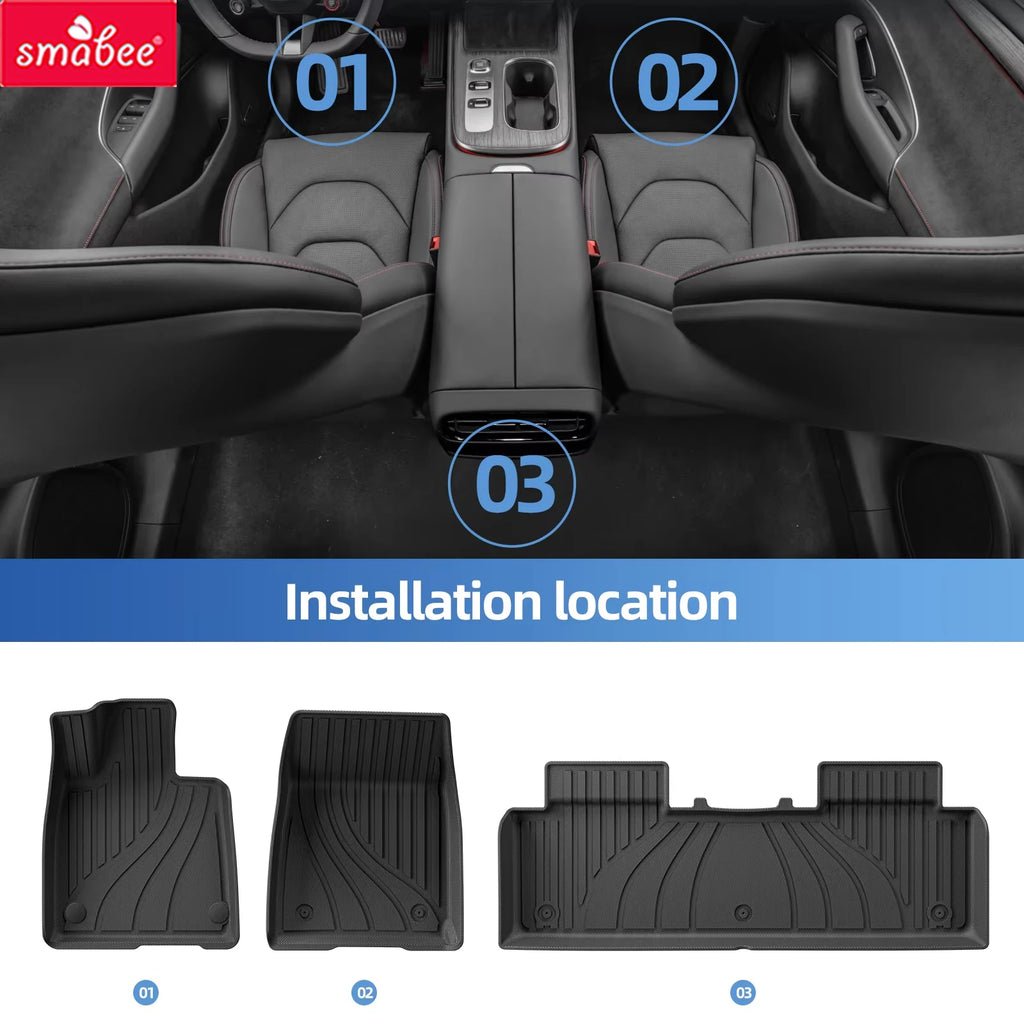 Smabee Left Drive for Xiaomi SU7 2024-2025 Car Floor Mats Cargo Liner Trunk Pad TPE 3D Foot Mat Waterproof Interior Accessories Vue
