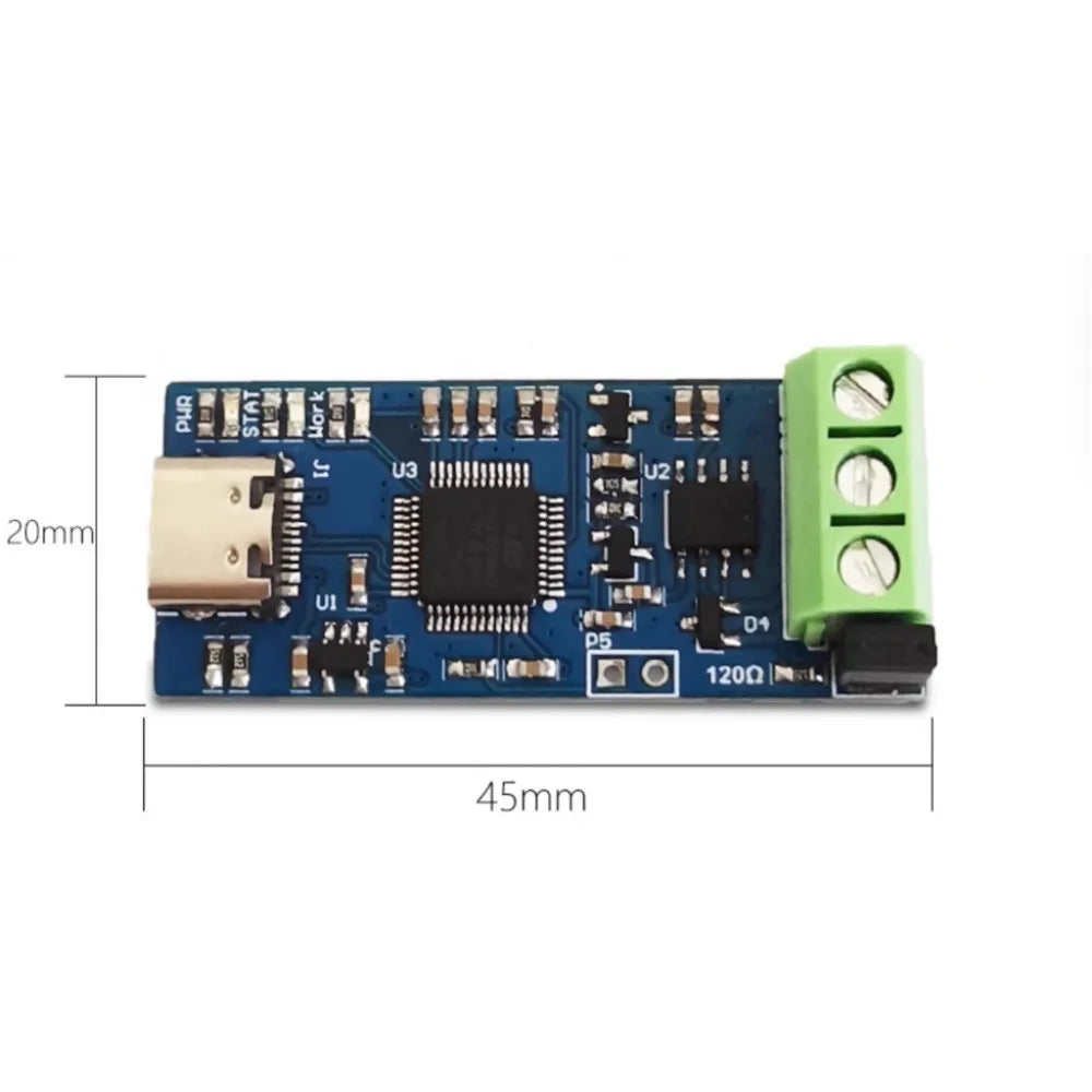 1PCS USB to CAN Module Support CAN FD CAN Bus Analyzer V2.0 CAN Debugging Assistant Board Type-C 5V USB to CAN Module Vue
