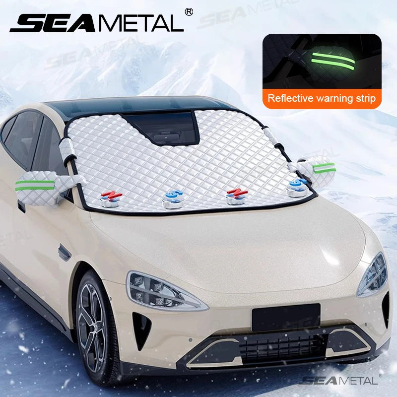 SEAMETAL Magnetic Car Windshield Snow Shield Snowproof Winter Snow Cover Four Seasons Universal Car Front Window Protector Cover Vue
