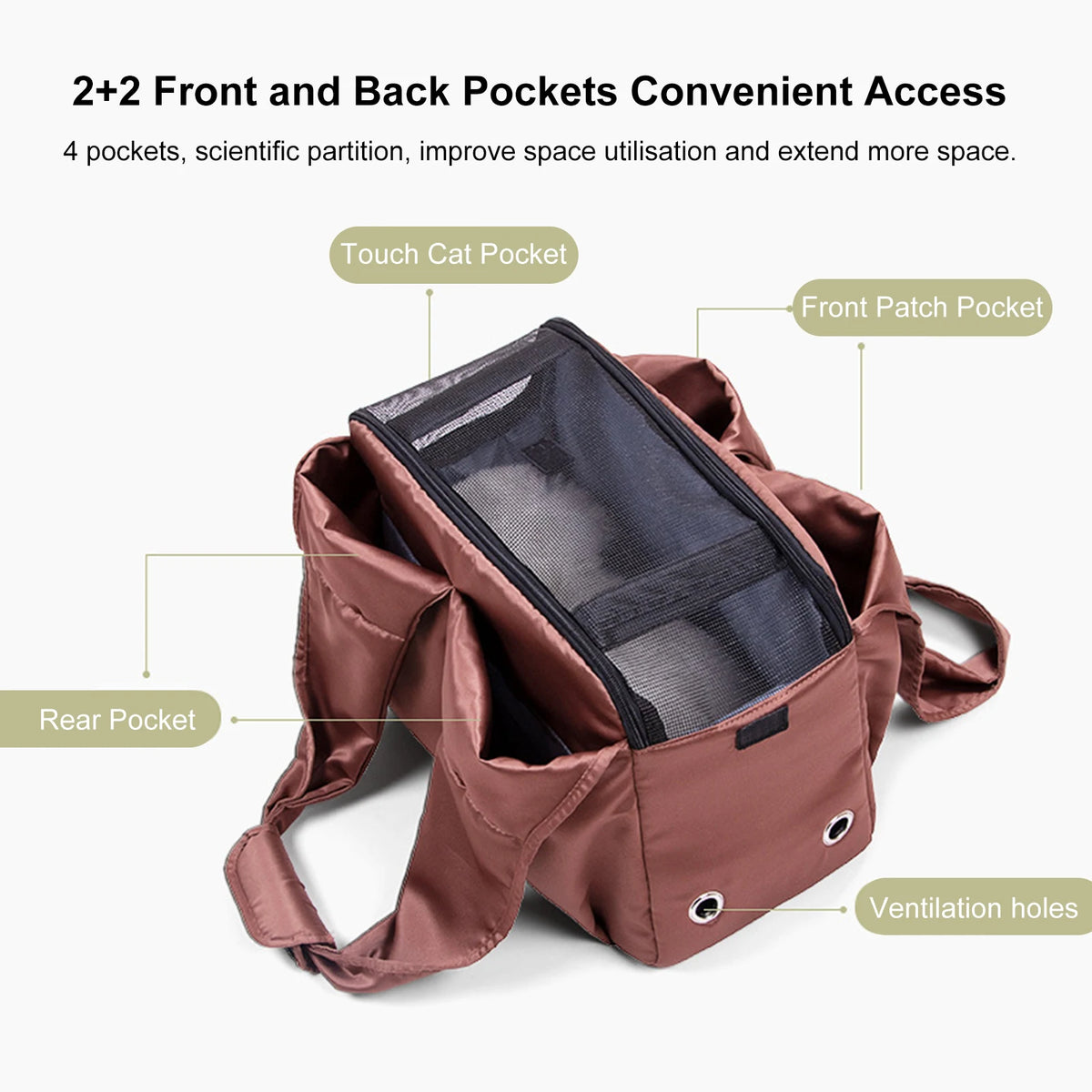 Portable Cat Bag Breathable Pet Bag Outing Shoulder Bag Winter Warm Pet Carrier Comfortable Ventilation for Small Dogs and Cats Vue
