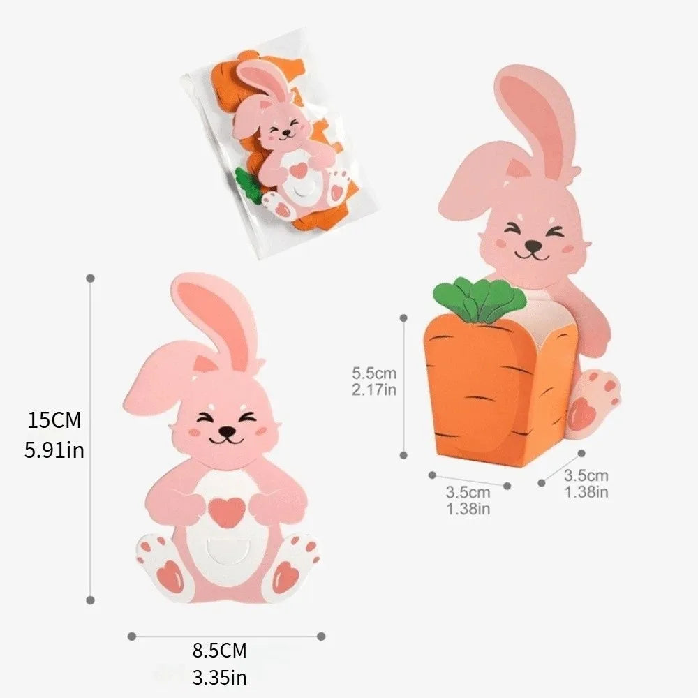 New Cute Easter Candy Box Rabbit Hug Carrot Design Paper Box Food Packaging Case 10 Pieces Festivel Cookie Box Gift Giving Vue