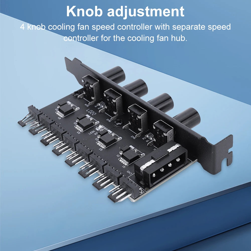 CPU Cooling Fan HUB SATA/4 Pin Adapter 8 Channel PWM Hub Cooling Fan Speed Controller 4 Knob PWM Cooler Fan HUB for CPU Chassis Vue