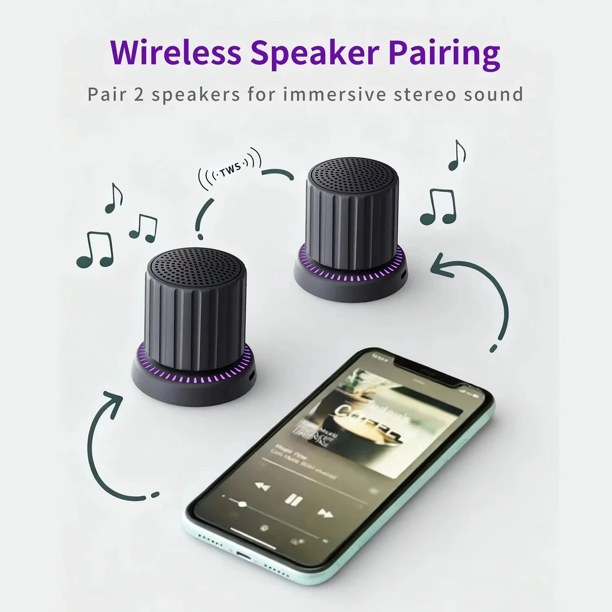 Waterproof Bluetooth Speaker With Colorful LED Lights Strong magnetic Cup Portable Mini Bluetooth Speaker Vue