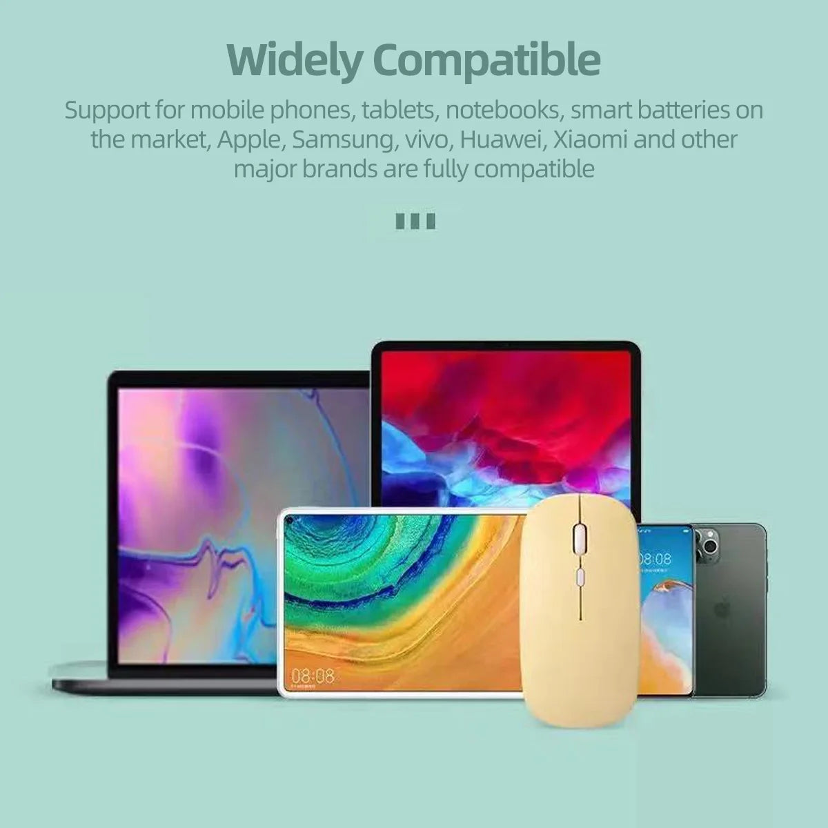 Lenovo Wireless Mouse For Tablet Laptop Computer Mini Ultra Thin Wireless Mice Bluetooth 5.0 Battery version Mute Button Mouse Vue