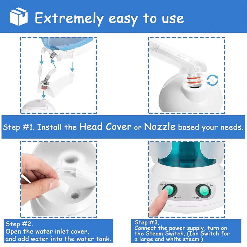 2-in-1 Ozone Nano Mist Facial & Hair Steamer – 400W Facial Hair Steamer Vue