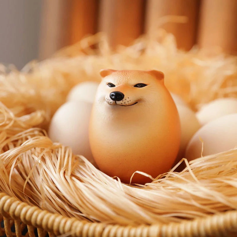 1PCS Creative Shiba Inu Realistic Egg Shape PVC Desk Decor Dog & Egg Union Decorations For Home Offices Fun Gifts Vue