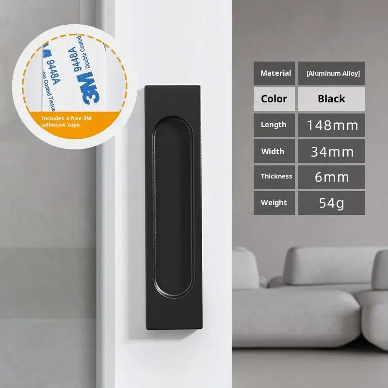 Aluminum Alloy Self Adhesive Sliding Door Handle Punch Free No Drill Needed for Kitchen Window Door Modern Look Vue A2
