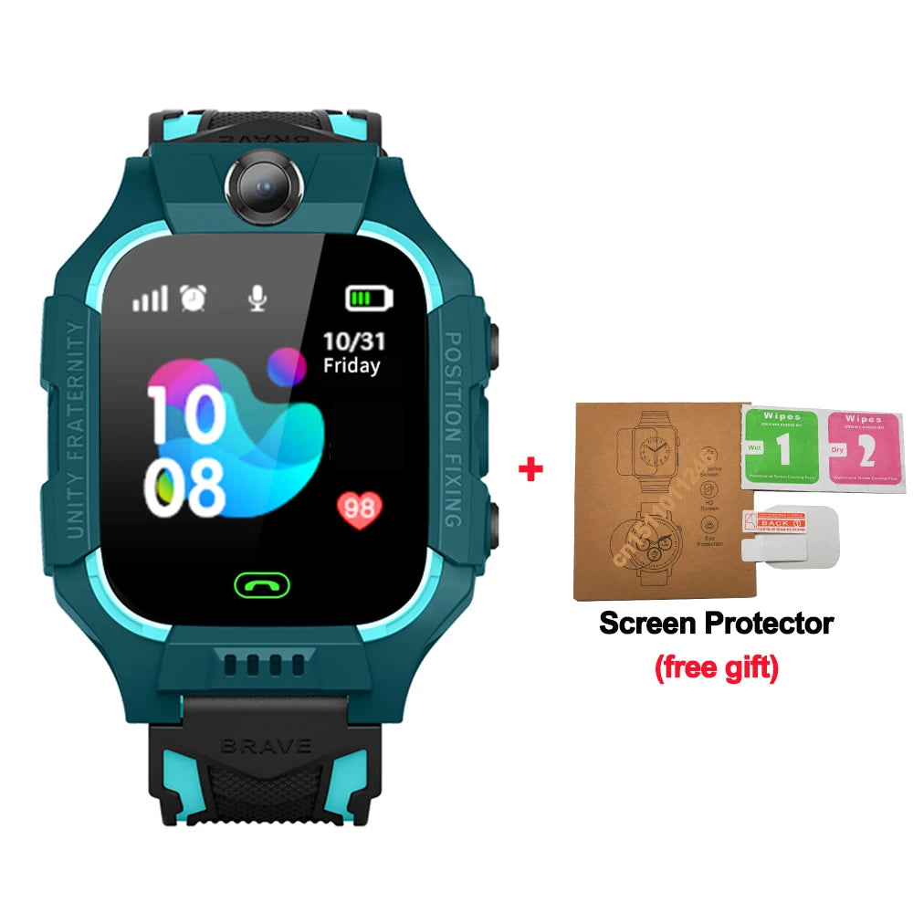 KGG Q19 Kids Smart Watch for Sim Card Smartwatch for Children Sos Call Phone Camera Voice Chat Photo Boy Girl Gift Color Screen Vue green