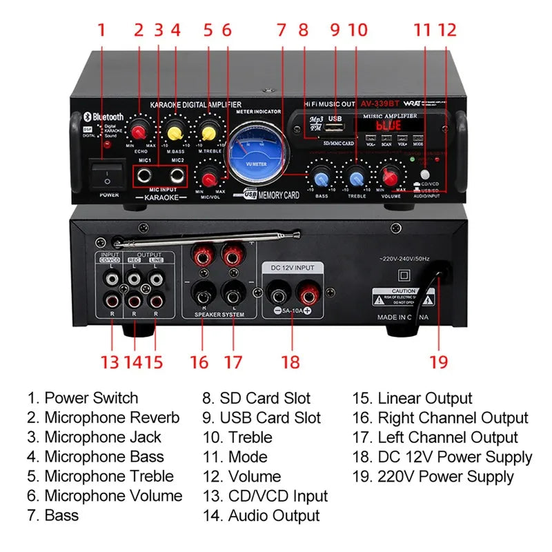 12V 220V HiFi Digital Bluetooth Amplify Channel Surround Sound Amplifiers Home Plug and Play Car Onboard Professional Amplifier Vue
