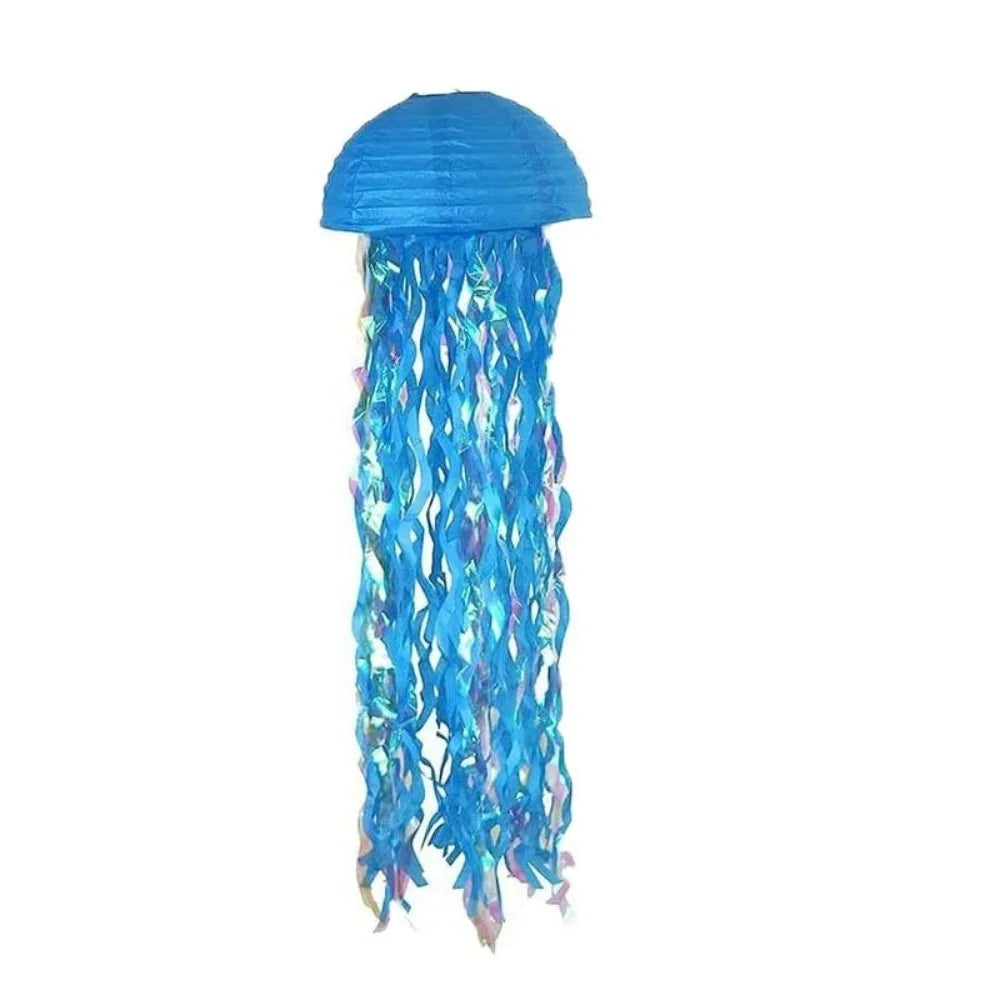 Creative Ocean Theme Jellyfish Lanterns Tassel Design Cartoon Hanging Lamp Ball Foldable Handmade Festival Lantern Mid-autumn Vue Blue other