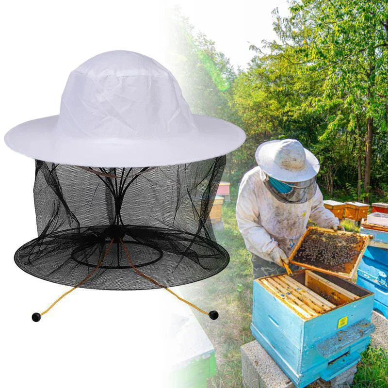1pc BeeKeeping Protective Bee Hat Anti Bee White Hat-Veil Combo Bee Hat Bug Mesh Mask Beekeeping Protection Beekeeper Vue