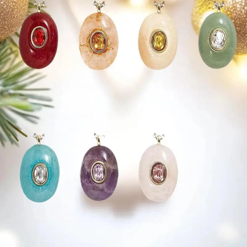Trendy Titanium Steel Waterdrop Birthstone Charms Pendant Necklace