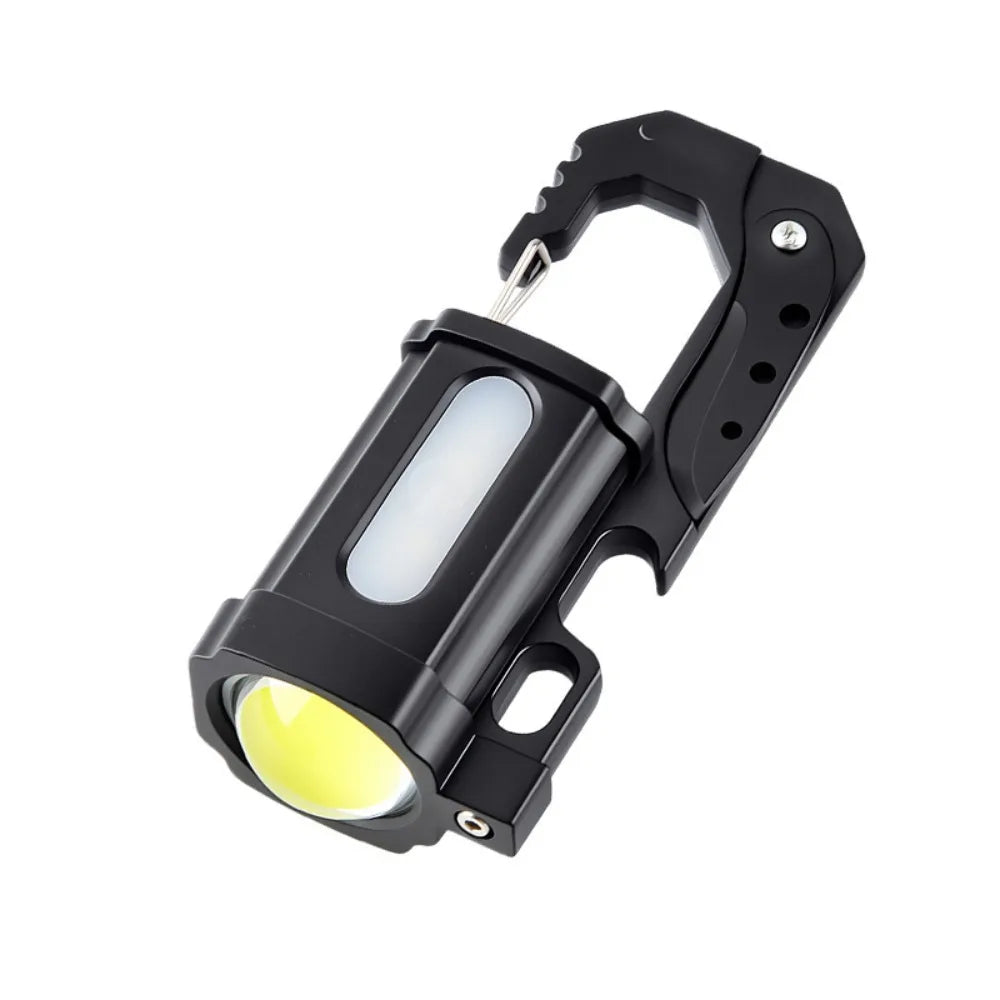 High Bright LED Keychain Flashlight Waterproof Portable Mini Keychain Light Power Output Function Dual Light Source Vue Black Power Output
