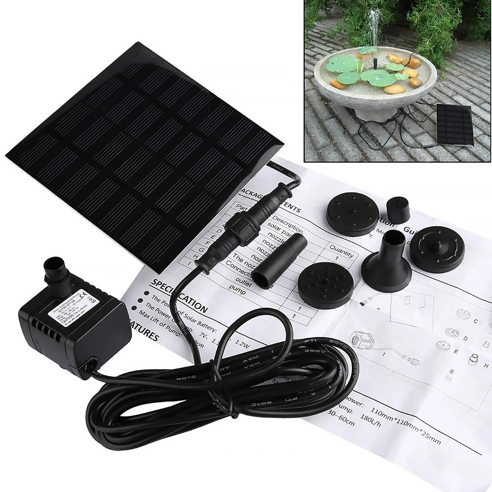 Solar Pond Fountain Pump – 6 Nozzles, Easy Garden Install Solar Fountain Pump Vue