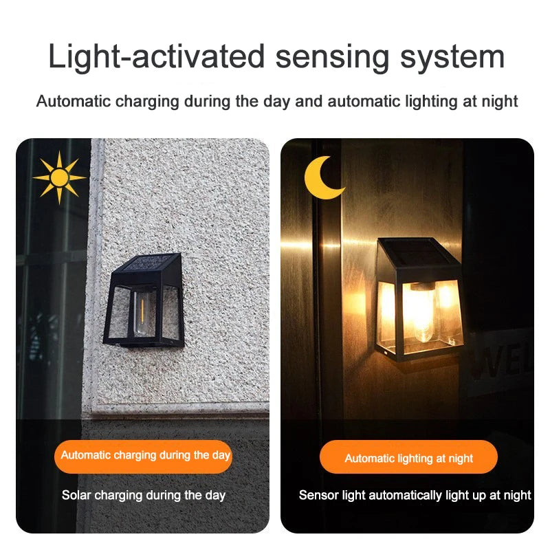 1-10PCS Solar Garden Wall Lantern Outdoor Waterproof Tungsten Filament Glow for Courtyard Fence Decorative Exterior Lighting Vue