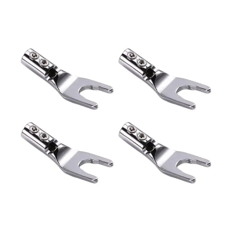 Hot-Non-Magnetic 4Pcs Speaker Wire Y Spade Splitter Plug U Fork Amp Connectors Easy Installation No Welding Vue