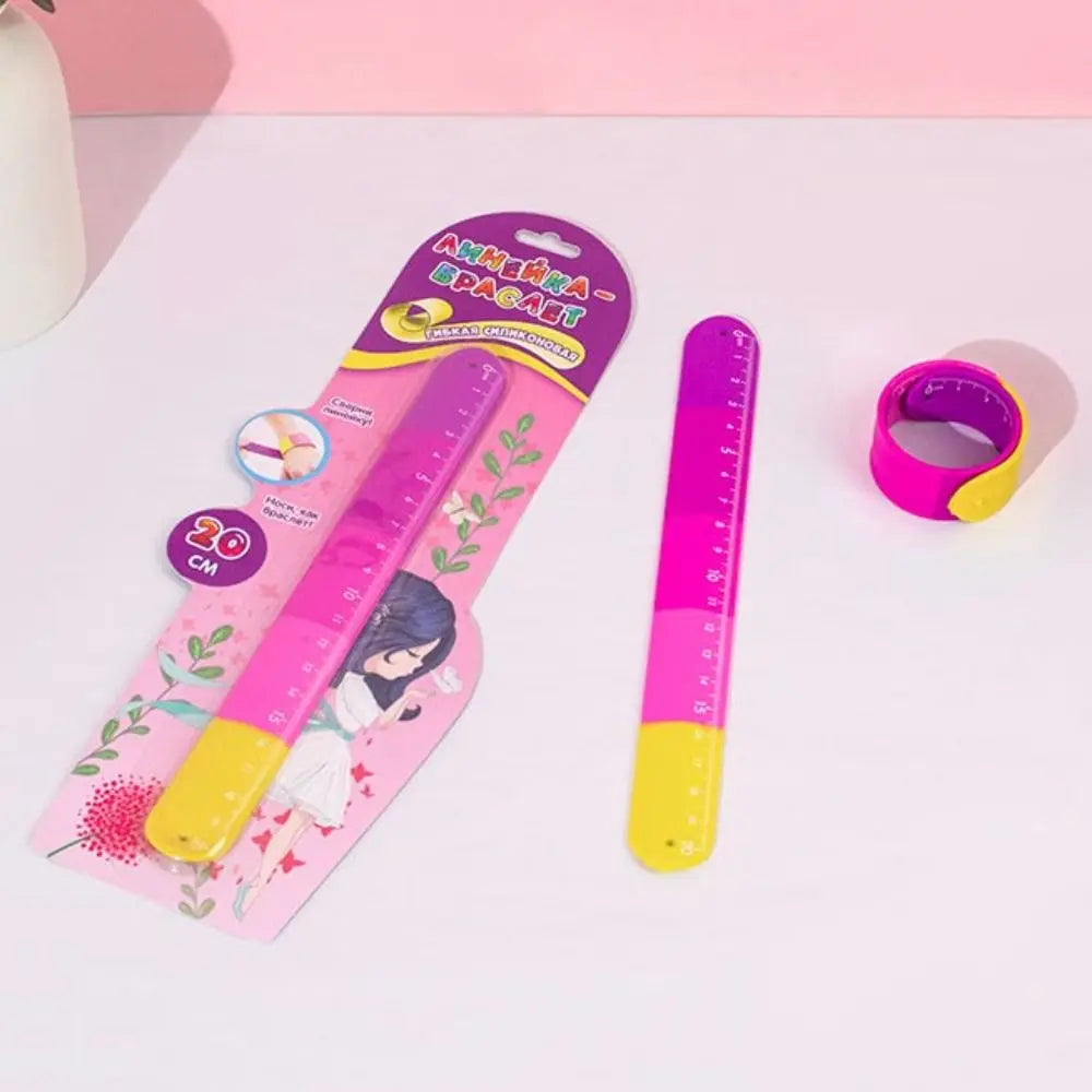 Fidget Clap Ring Straight Ruler Drawing Drafting Stress Relief Snap Ring Bracelet Ruler Anti Stress Silicone Vue