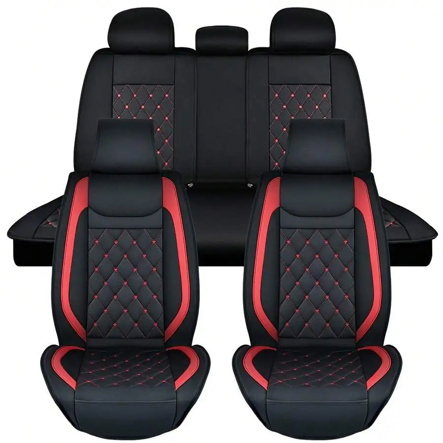 Nilight 5 Car Seat Covers Waterproof Faux Leather Cushions Anti-Slip Universal Fit For 5 Cars Kia Civic Corolla Camry CR-V RAV4 Vue CRIMSON United States