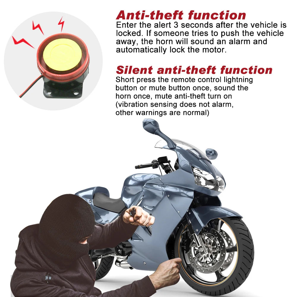 12V Motorcycle Waterproof High Power Alarm System With Remote Controller Motorbike Security Warning Smartphones Contr Vue