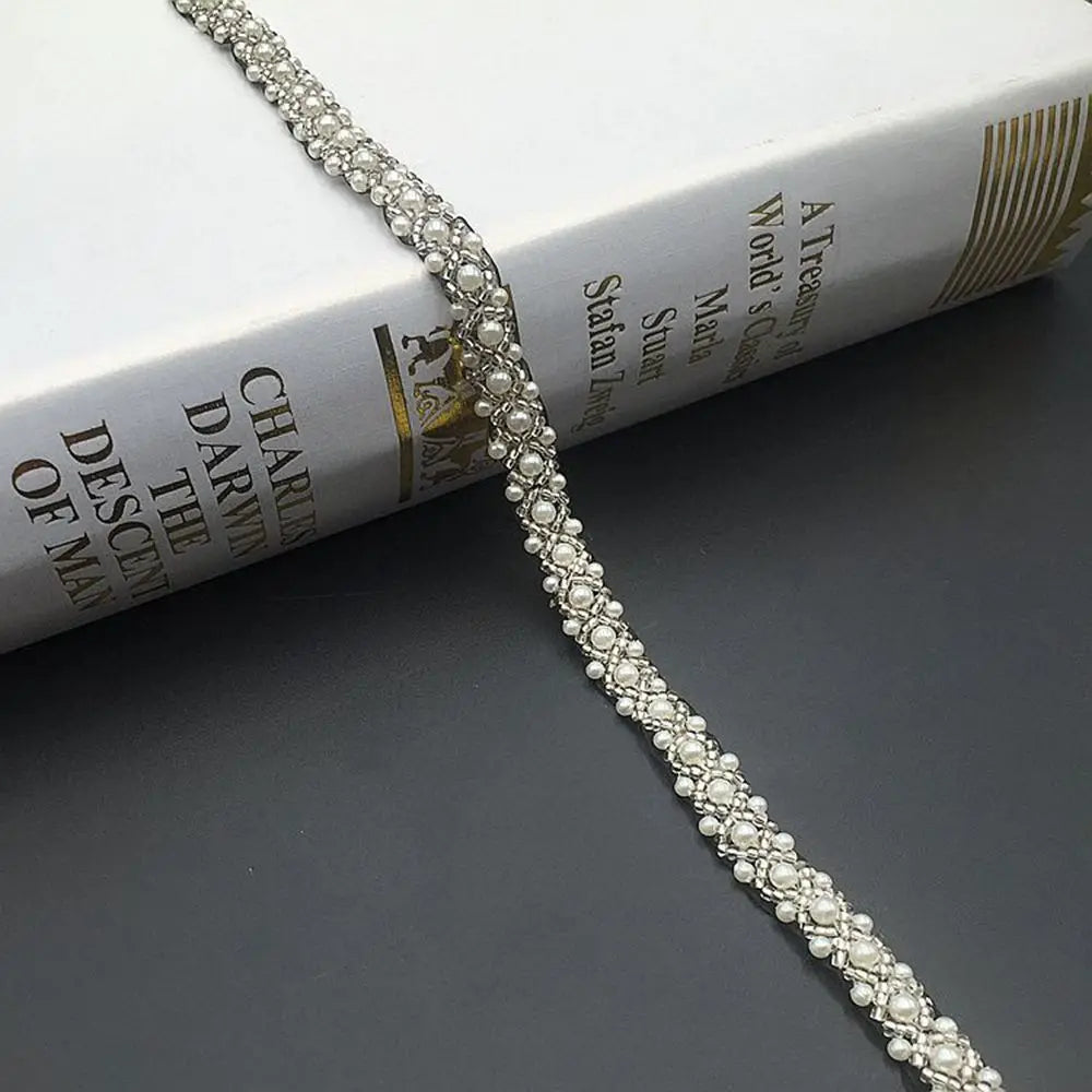 Handmade Decoration Bridal Applique Wedding Pearl DIY Ribbon Beaded Dress Decor Lace Trim Vue