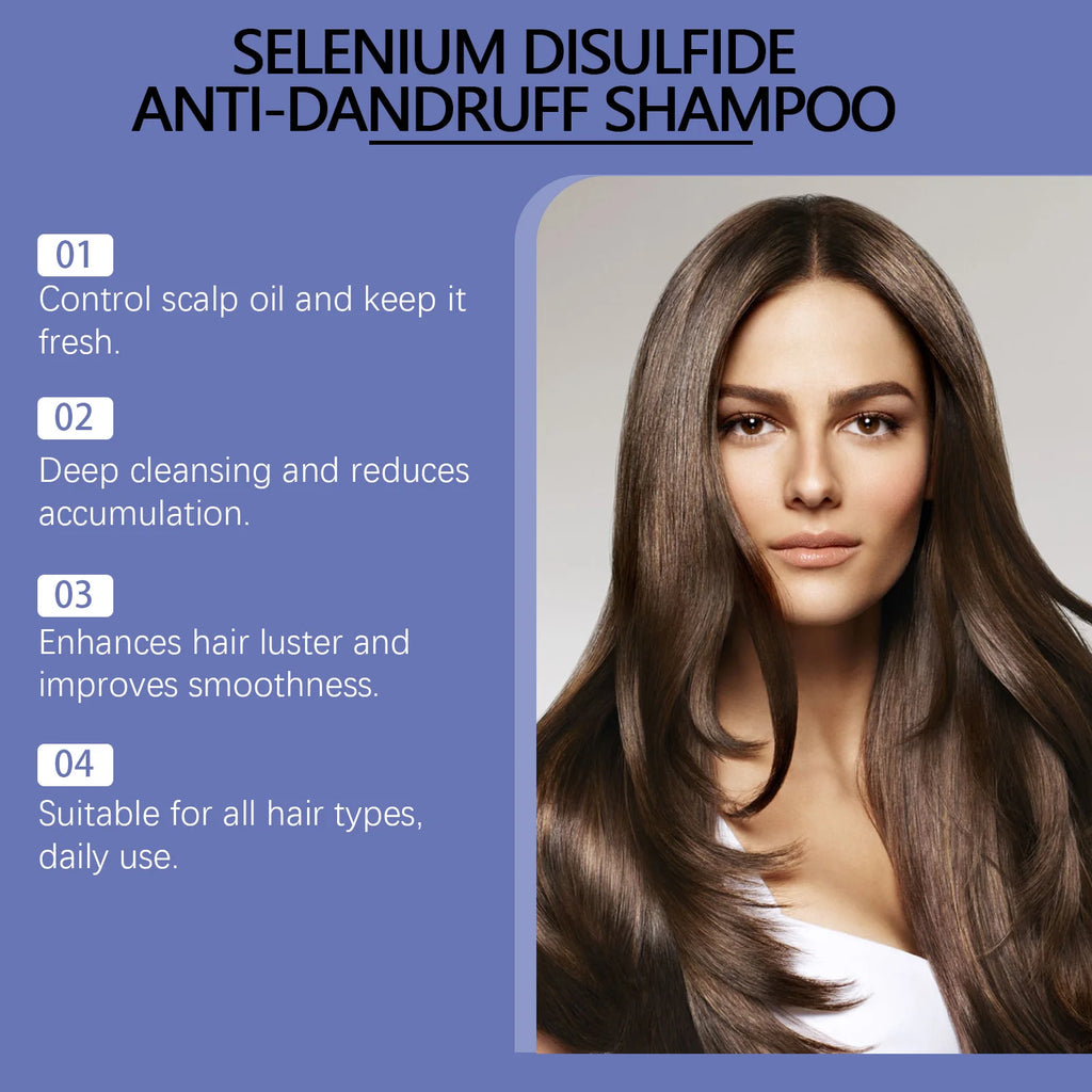 Selenium Sulfide Shampoo Deep Cleansing Remove Dandruff Reduce Scalp Itchy Balance Oil Strengthen Hair Roots Fluffy Hair Shampoo Vue