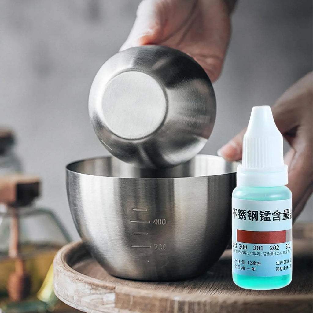304/201/202/301 Stainless Steel Test Liquid, Rapid Metal Identification Reagent, Tableware Analysis Detection Solution 12ml Vue