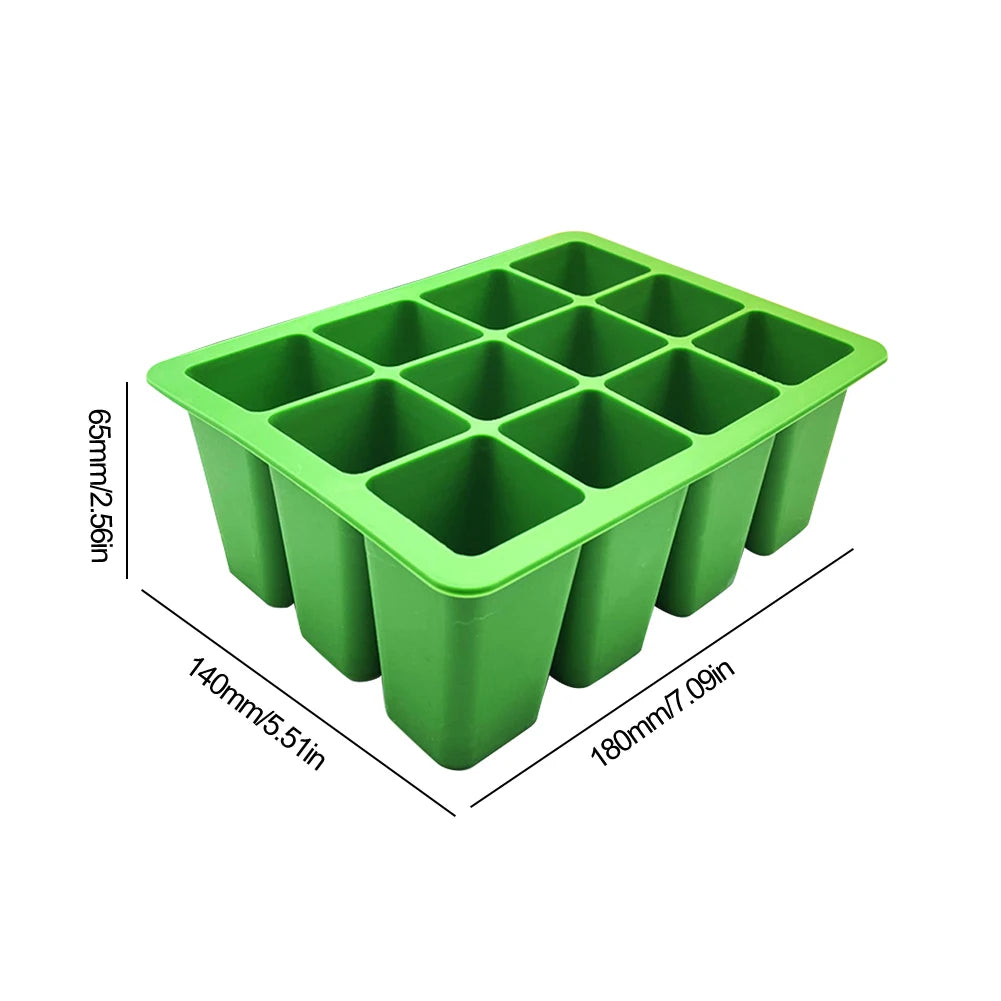 12-Cell Silicone Seed Starter Tray – Reusable Propagation Tray Seed Starter Tray Vue green China Mainland