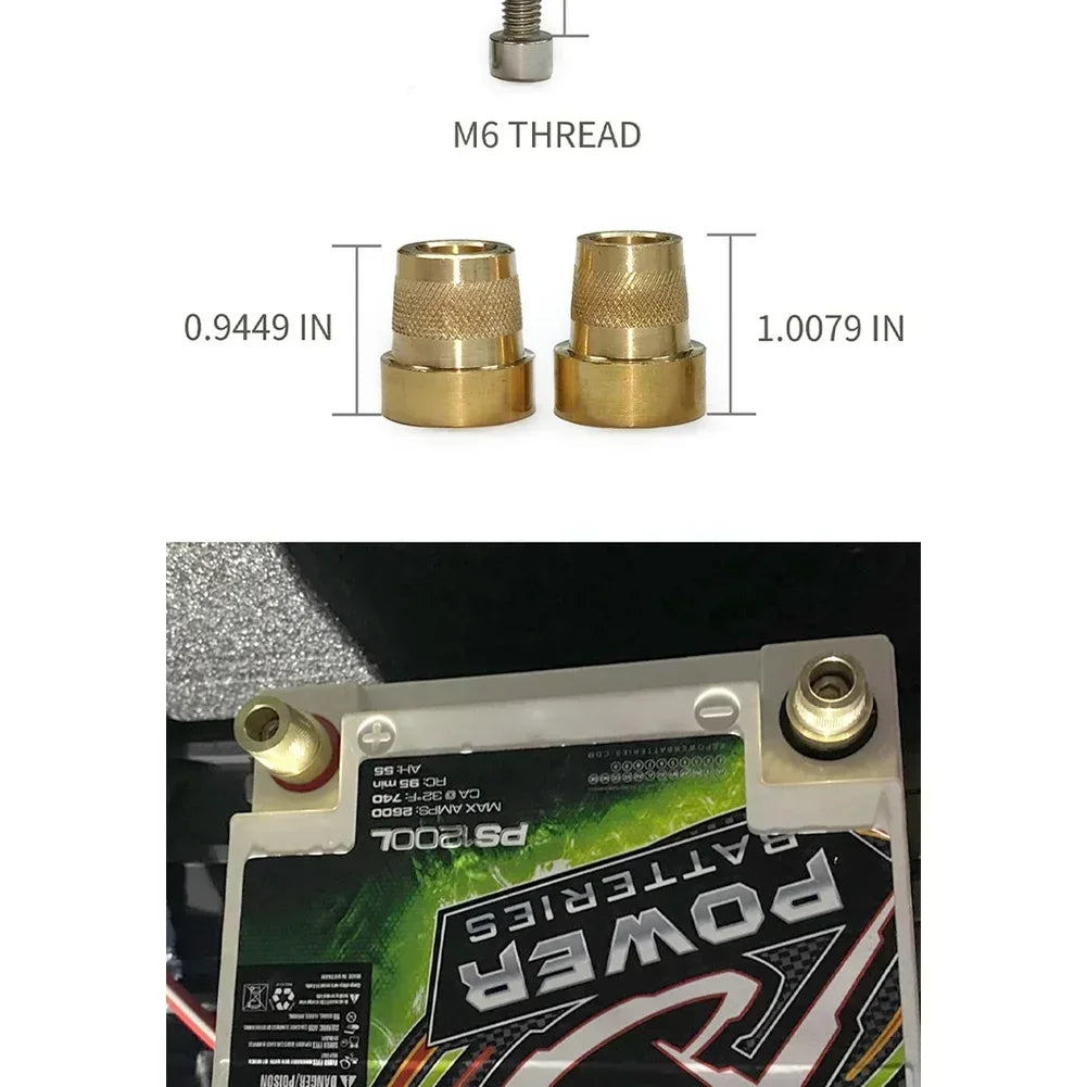 M6 Brass Side-Mount Battery Terminal Adapter 12-24V (2pcs) Battery Terminal Adapter Vue