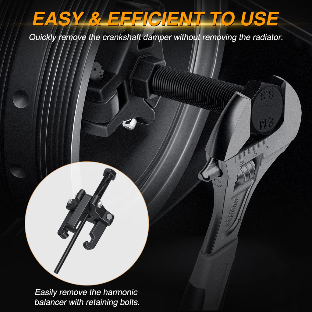 Nilight Harmonic Balancer Puller Kit, Adjustable 3-Jaw Puller Set for Removing Harmonic Dampers & Balancers Puller/Installer Set Pulley Tool Compatible with Chevy GM Chrysler Cadillac Ford More, Black Vue