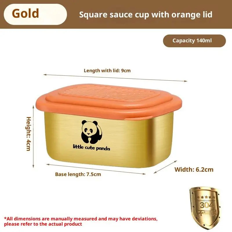 140ml With Sealed Lid Seasoning Box Leak-proof 304 Stainless Steel Sauce Cup Durable High Quality Condiment Containers〔CC11〕 Vue Gold orange