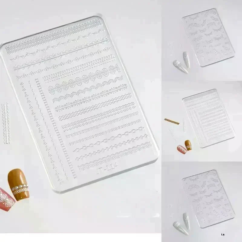 French Lace Nail Art Silicone Mold Beauty Nail Art Diy Handmade Tool Simple Line Reusable Silicone Mold Nail Decoration Stamp Vue