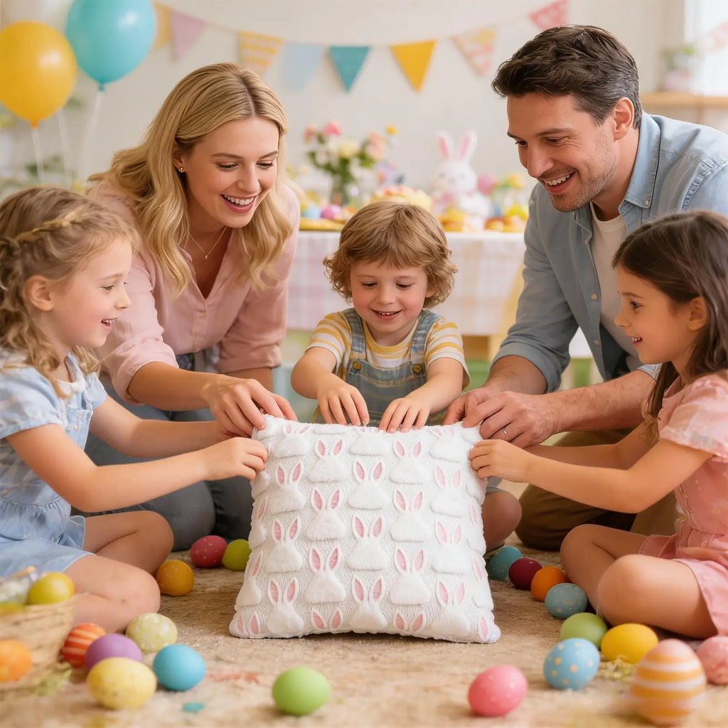 Easter Pillow Covers Cute Rabbit Cushion Wrap 18x18in Embroidered Ears Farmhouse Easter Pillow Covers for Bedroom Home Decor Vue