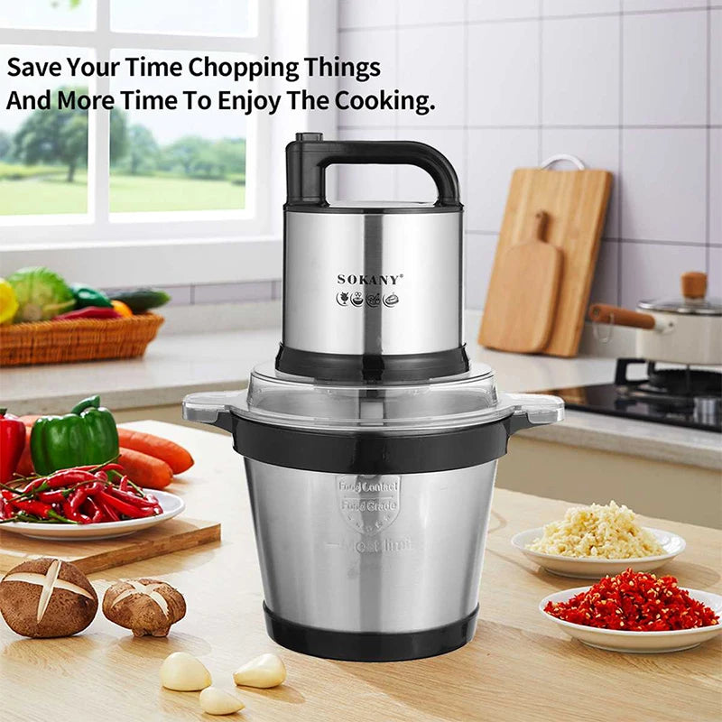 Electric Food Grinder Household Automatic Meat Grinders Vegetables Fruits Nuts Mincer Stainless Steel Bowl Kitchen Appliances Vue