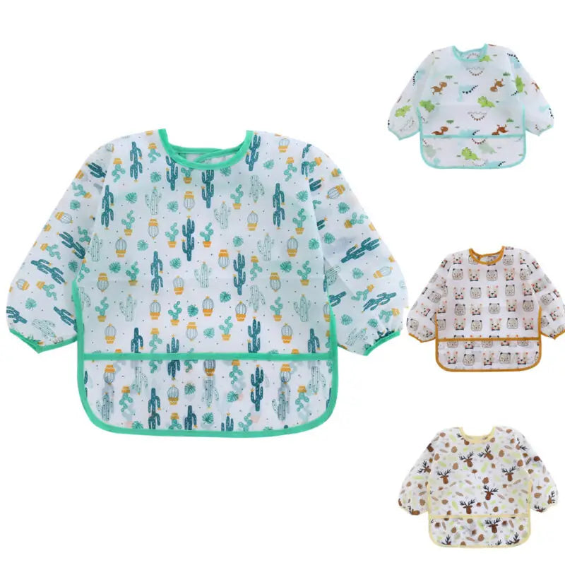For Kids 0-6 Years New Baby Stuff Toddler Baby BibsCute Children Waterproof Long Sleeve Art Smock Feeding Bib Apron Vue
