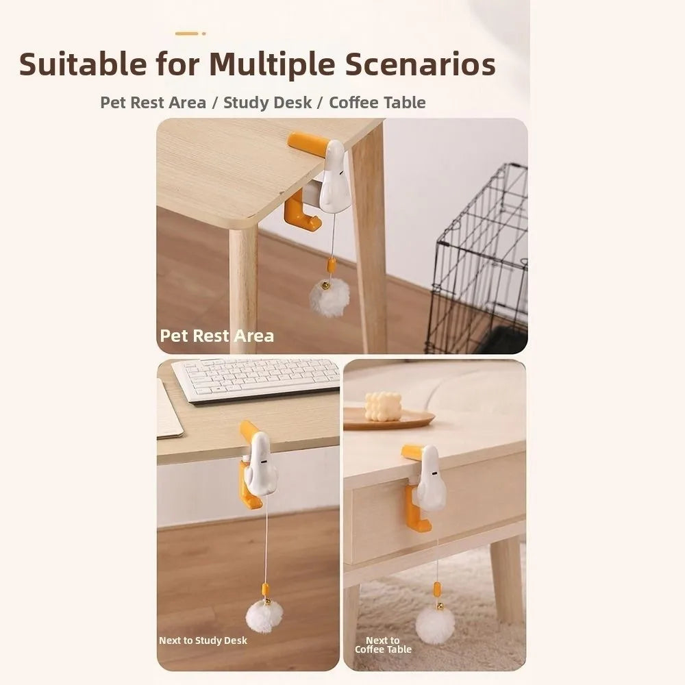 Rechargeable Automatic Lifting Cat Toy Ball Clip on Bite Resistan Kitten Teasing Toy Stretchable Automatic Electric Cat Toy Vue