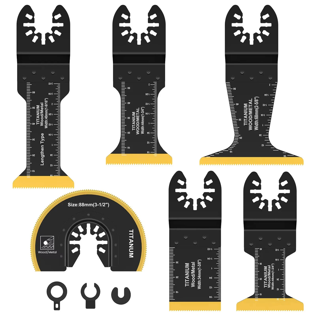 3/6PCS Titanium Oscillating Saw Blades Kit, Plunge Cutting Multitool Blades for Metal Wood Nails Screws, Flush Cut Universal Vue