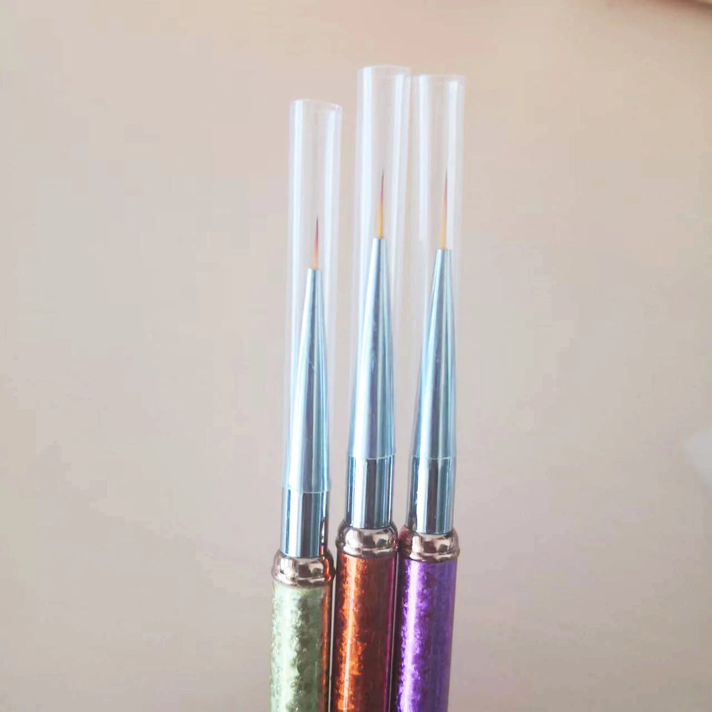 Professional Private Label 3 pcs Rainbow Color Nail Art Painting Brush Thin Liner Brush Vue