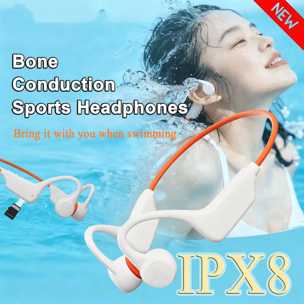 Wireless G1 Bone Conduction Headphones IPX8 Waterproof MP3 32GB Bluetooth 5.4 Headphones With Mic Swimming Sports Fitness Vue