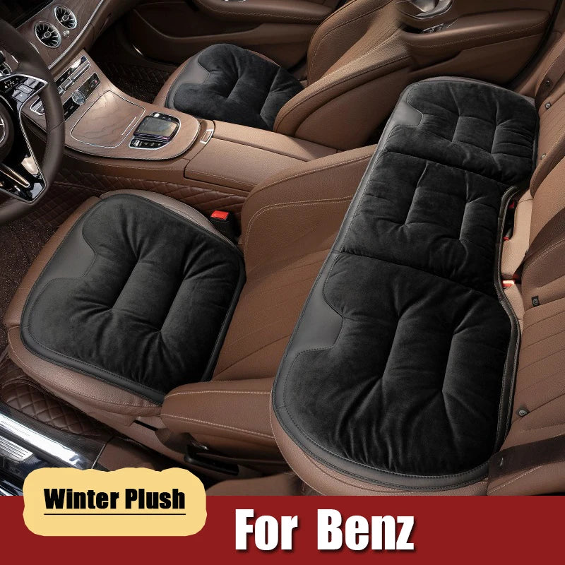 Flannel Car Seat Cushion For Mercedes Benz AMG A B C E Class C200L W212 W213 Winter Warm Anti Slip Rear Seat Soft Pad Auto Parts Vue