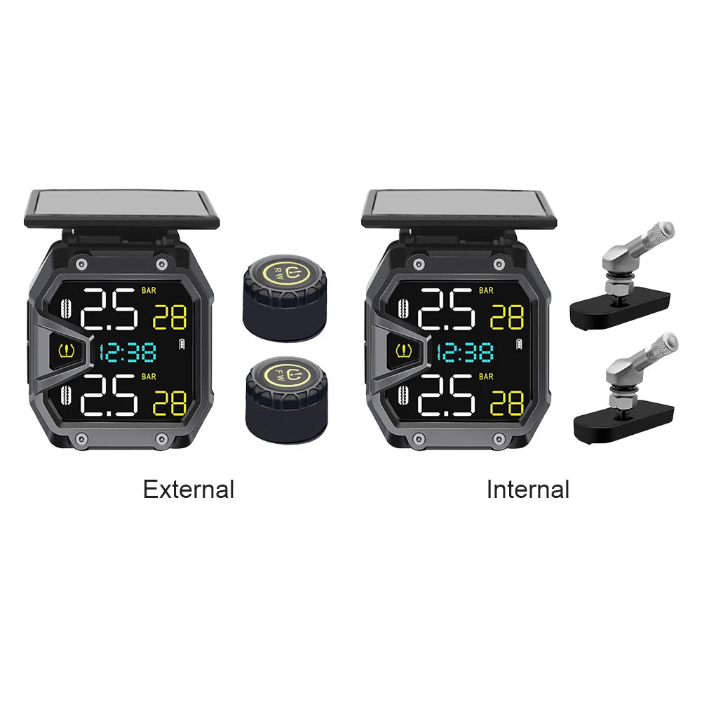 Solar Wireless Tire Pressure Monitor IP67 – Motorcycle & Bike TPMS Tire Pressure Monitor Vue