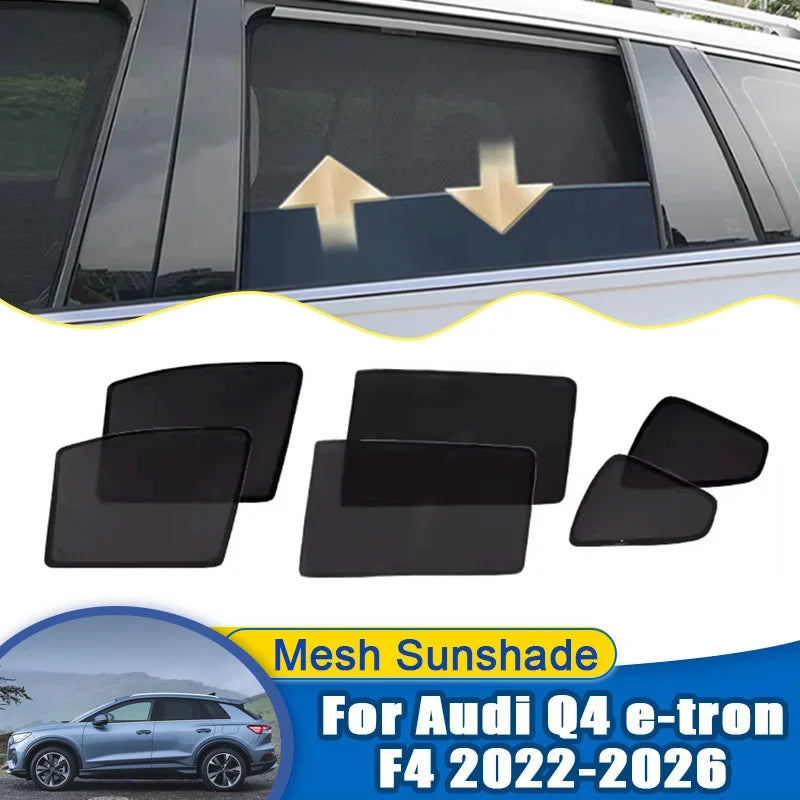 For Audi Q4 e-tron F4 2022-2026 2025 Car Mesh Sunshades Side Window Magnetic Shades Privacy Curtains Sun Visors Auto Accessories Vue