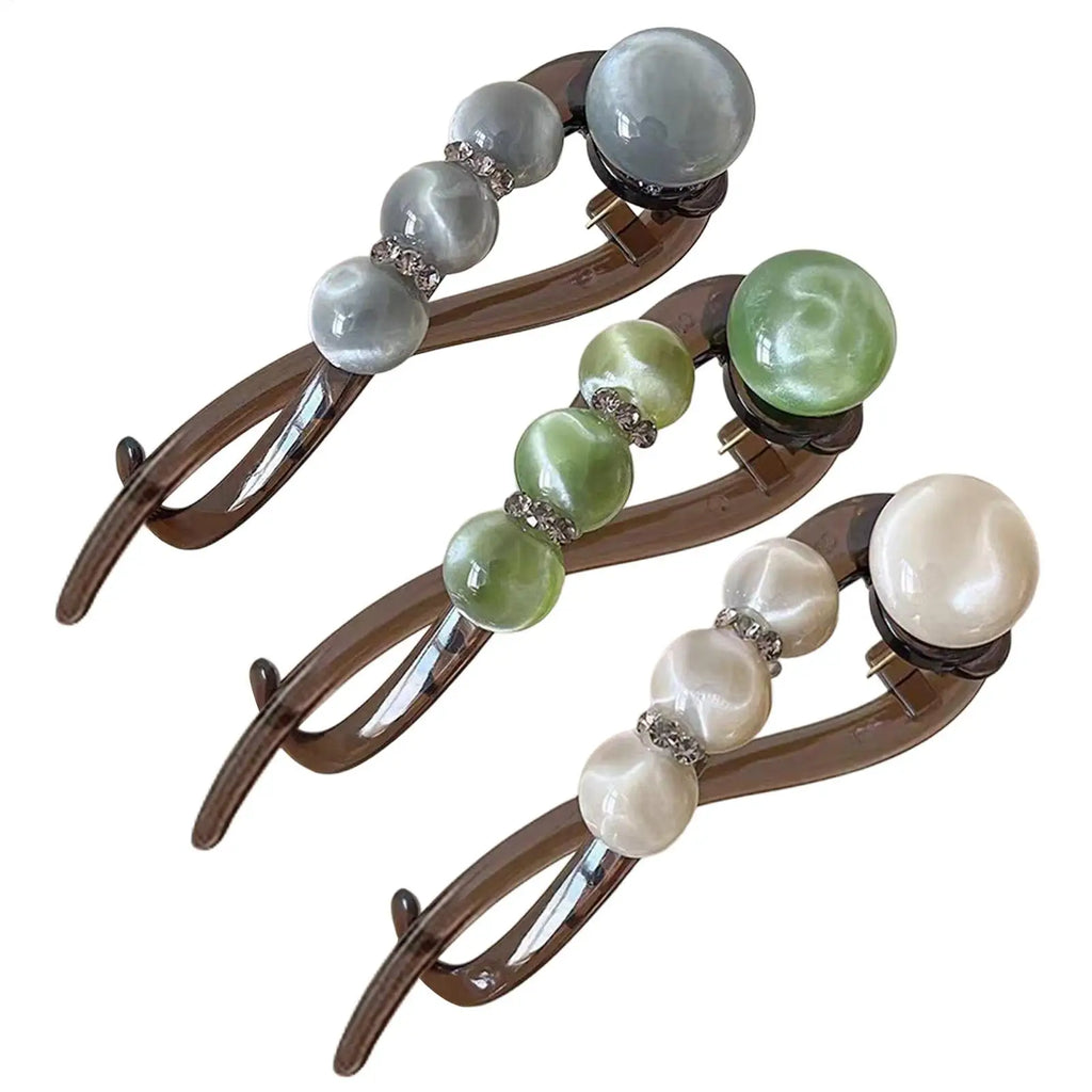 S Shape Elegant Twist Barrette Pearl Decor Non Slip Jaw Fashion Twist Clip Hair Barrettes Ponytail Holder Women Hair Accessories Vue