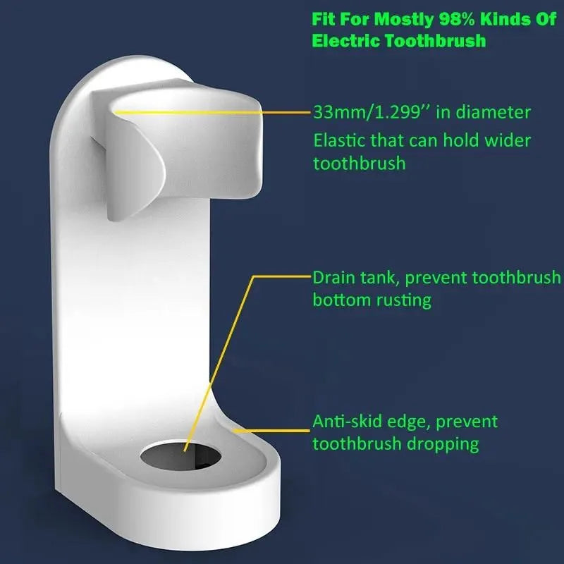 Electric Toothbrush Holder Detachable Wall Mounted Bathroom Counter Stand with Sticker Vue