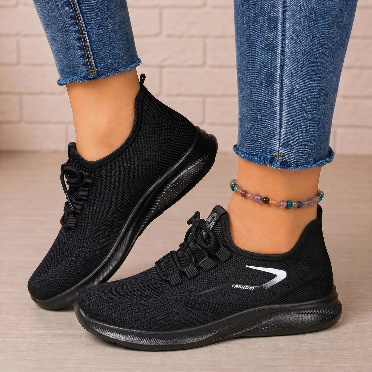 Women's Breathable Mesh Flat Casual Walking Shoes Casual Flat Shoes Vue