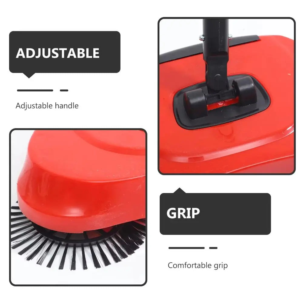 Adjustable Handle Hand Push Sweeper 3-in-1 Design Stainless Steel Handle Floor Sweeper Spiral Deep Clean System Easy to Use Vue