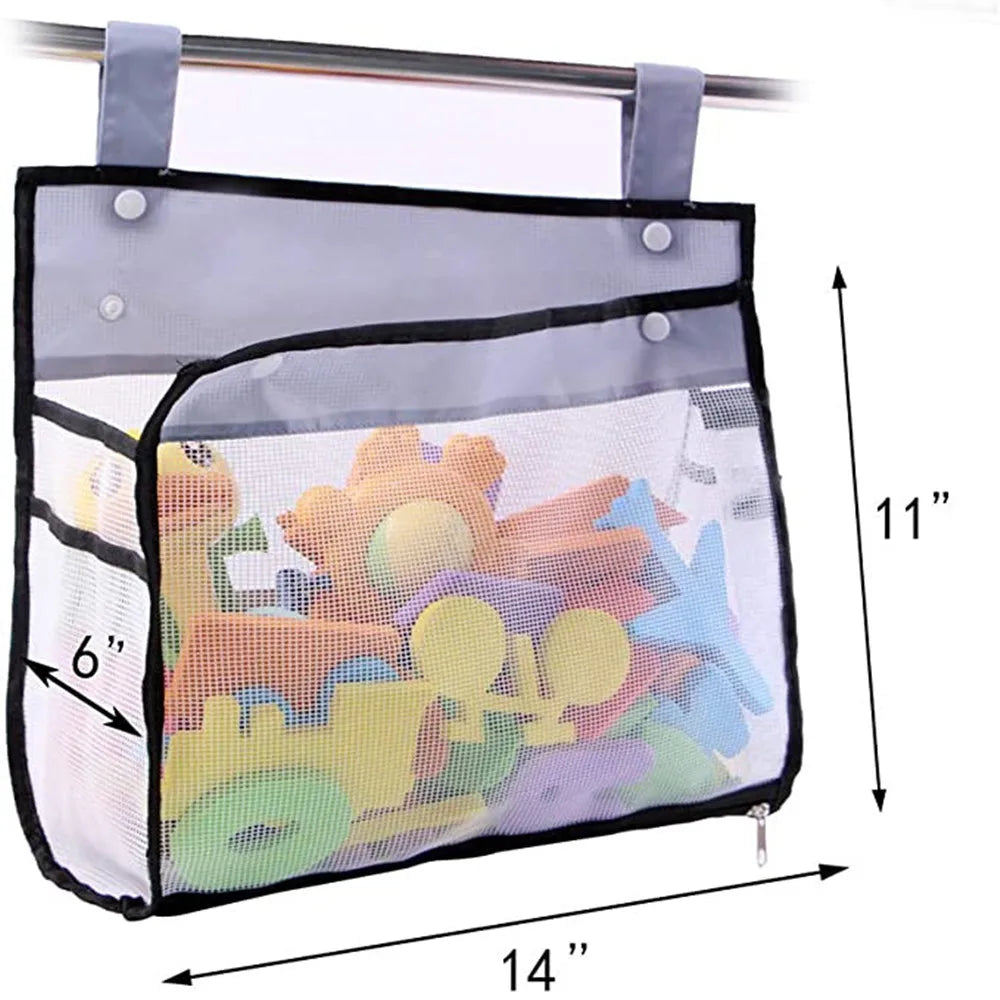 Bath Toys Storage Bags Mesh Net Bathroom Organizer For Water Toys Wide Open Design Sand Toys Storage Net Bag Vue