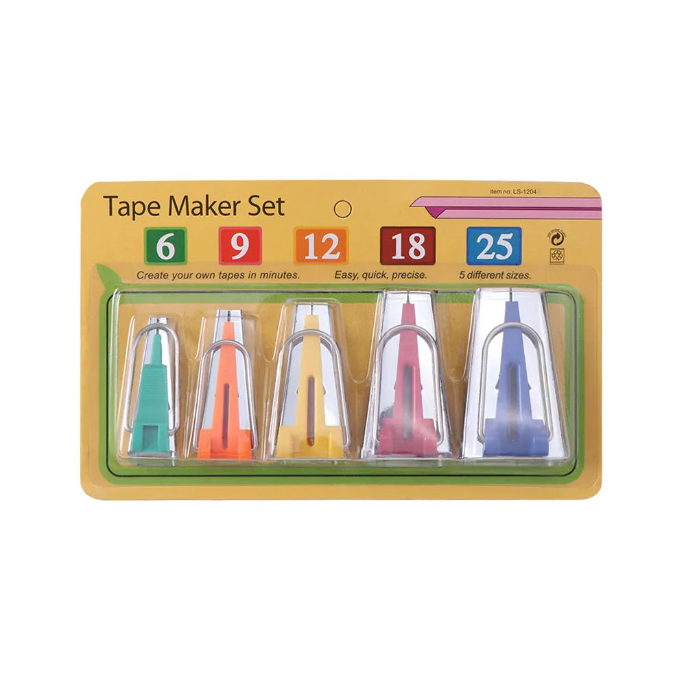 3/4/5/6/7Pcs 7 Sizes Bias Tape Maker Set Non-Slip Versatile Size Range Bias Binding Tape Making Tool with Edge Binding Roller Vue 5Pcs-Set