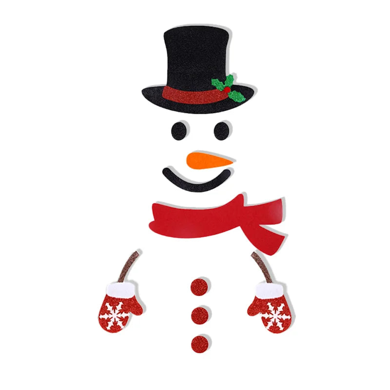 Christmas Door Window Stickers Felt Cloth Snowman Santa Claus Elk Wall Sticker Christmas Home Decoration Happy New Year 2025 Vue