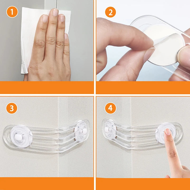 5pcs Multi-functional Baby Child Safety Lock Drawer Refrigerator Lock Transparent Anti-Opening Soft Strap Safety Lock Vue