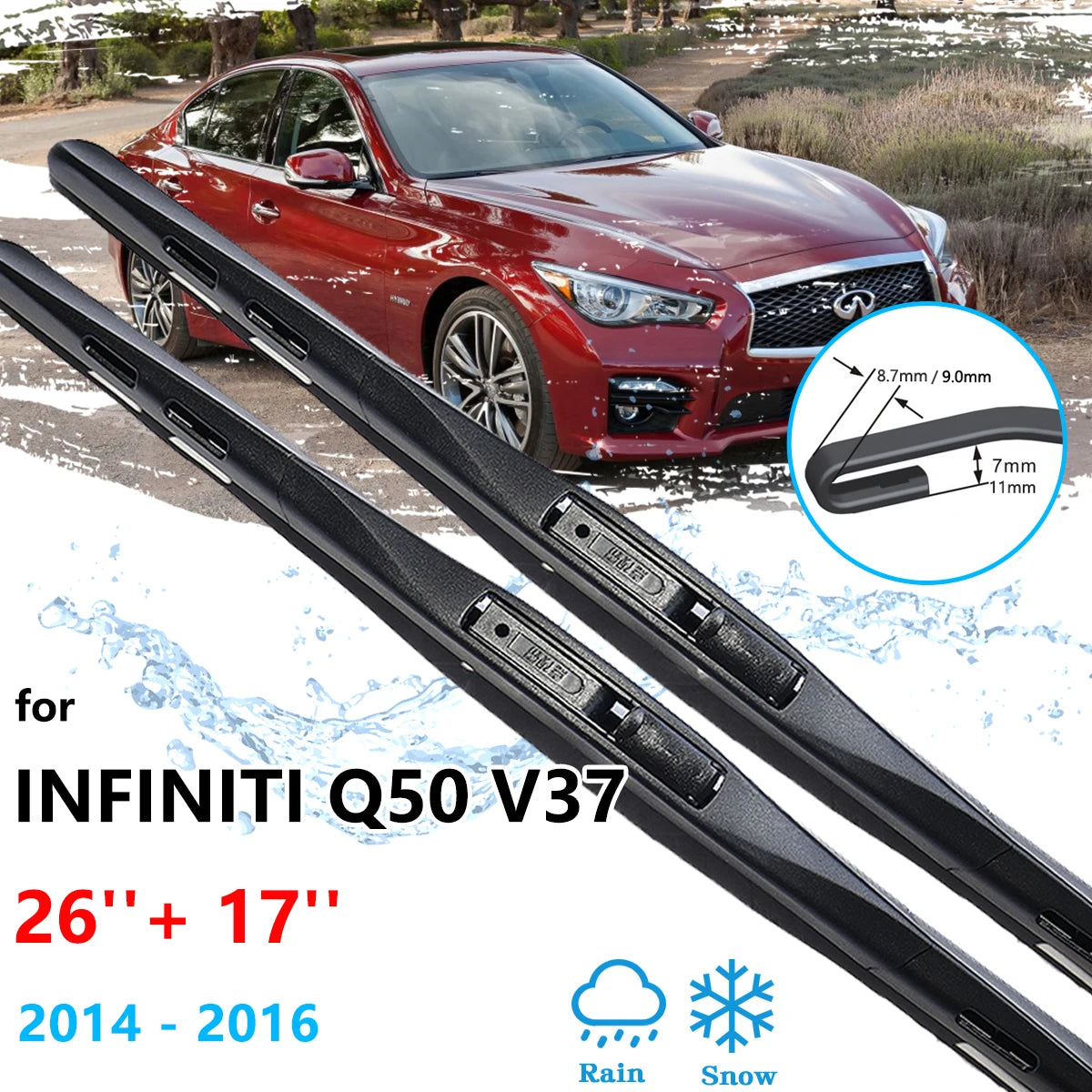 Front Wiper Blades for Infiniti Q50 V37 & Nissan Skyline 2014–2016 Front Wiper Blades Vue